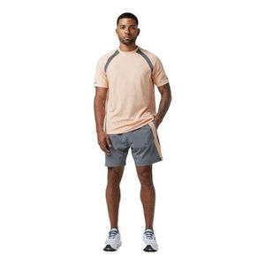 Men's Summer Color Blocking Crew Neck T-Shirt And Shorts <b>Set</b> Quick Dry <b>Knitted</b> Sporty Outfit - Product Image 3
