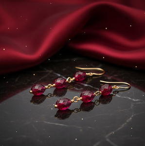 ต่างหูห้อยรูปวงรีสีแดงขนาด 5.5 นิ้ว สวยงาม ทำจากเงินแท้ 925 ชุบทอง 18K ต่างหูยาวแบบโดดเด่น เหมาะสำหรับใส่ไปงานปาร์ตี้ - Product Image 4