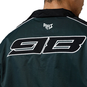 Trendy Men's Sports Jacket <b>Black</b> & Green <b>Windbreaker</b> with Bold Graphic Design Zipper Bomber Jacket Nylon OEM Wholesale Supplier - Product Image 4