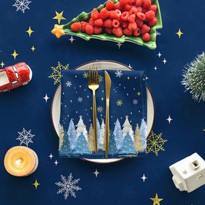 Tovaglia Rettangolare Blu Grigio con Alberi di Natale 60x84 Pollici Lavabile Copritavolo Stagionale per Festività - Product Image 1