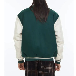 เสื้อแจ็คเก็ตวาร์ซิตี้ฤดูหนาวสีขาวน้ำเงินสำหรับผู้ชาย ยี่ห้อ Econex  ตกแต่งด้วยลายปัก  ปกคอพับ  ติดกระดุมเม็ดเดียว  ทรงปกติ - Product Image 4
