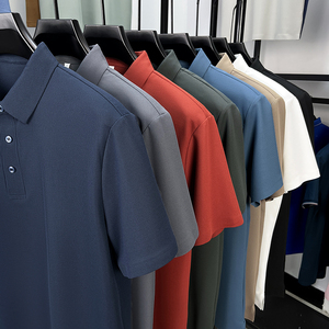 Polo de seda helada de calidad al por mayor para hombre, camiseta de manga corta con cuello holgado para verano, polo de negocios de color liso - Product Image 6