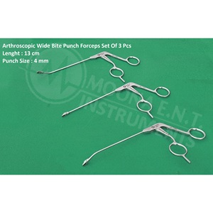 ชุดเครื่องมือผ่าตัดข้อต่อแบบส่องกล้อง Moona E.N.T Instruments Arthroscopic Wide Bite Punch Forceps Set 3 ชิ้น ขนาด 13 ซม. 4 มม. พร้อมด้ามจับตรงและด้ามจับโค้ง ได้รับการรับรองมาตรฐาน CE - Product Image 2