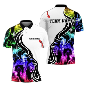 Chemises de bowling personnalisées avec impression par transfert thermique orange pour hommes, maillot de bowling, polos 3D pour hommes, cadeau unique pour les amateurs de bowling - Product Image 1