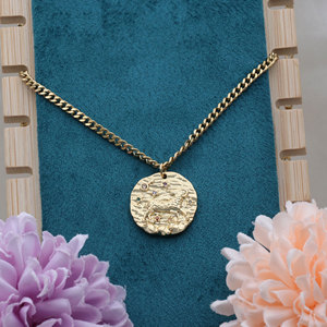 Collar con Colgante del Zodiaco en Plata de Ley 925 Chapado en Oro, con Circonitas Incrustadas, Cadena con Moneda, Joyería para Regalo de Aniversario - Product Image 6