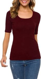 Camiseta informal para mujer 100% algodón Slim Fit tejido de punto transpirable verano Color sólido diseño de moda Serigrafía - Product Image 5