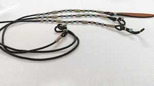 BLUHORSE High Quality Genuine Leather Western Riding Reins Black Accents Braided Design Hook Loop Closure Regular Fit <b>Equestrian</b> - Product Image 4