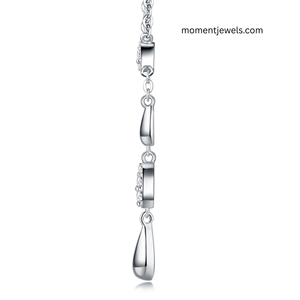 Collar Lariat de Plata 925 con Moissanita en Forma de Gota, Cadena con Colgante Chapado en Rodio, Joyería para Regalo de Boda o Fiesta - Product Image 3