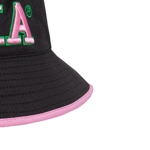 Custom Black Embroidered Bucket <b>Hat</b> with AKA Lettering Pink Green Trim Casual <b>Sun</b> <b>Hat</b> Fashion Headwear for <b>Women</b> Outdoor - Product Image 2
