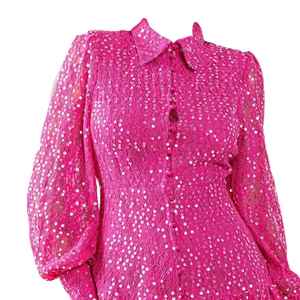 Vestido Mini Rosa de Lentejuelas para Mujer, Manga Larga, para Fiesta, Cóctel, Glamuroso, Brillante, para Noche, Cumpleaños, Ropa de Club, Recepción, Vestido Largo - Product Image 4