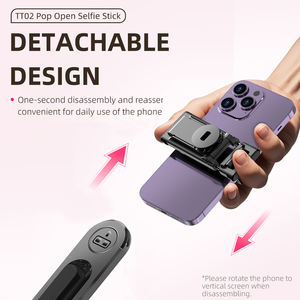TT02 Trípode <span class=keywords><strong>3</strong></span> en 1 de 1.75m con Apertura Automática, Control Remoto Magnético, Clip Desmontable para Teléfono, Palo Selfie - Product Image 5