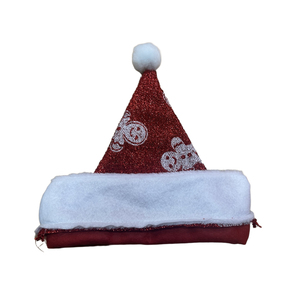 Bonnet de Noël tendance rouge scintillant avec pompon blanc et appliques – Vente en gros - Product Image 2
