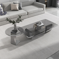 Haut en verre trempé trempé de rectangle foncé rond de meubles modernes pour la table basse