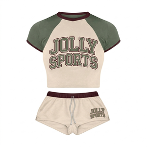 Conjunto de shorts de mujer premium de 280 GSM de nailon acanalado y elastano, marrón y rosa, con paneles con cordones, estampado en relieve y logotipo personalizado. - Product Image 5