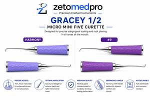 Cureta Periodontal Gracey 1/2 Micro Mini Five Premium de Acero Inoxidable para Raspado y Planificación Radicular OEM ZetomedPro - Product Image 2