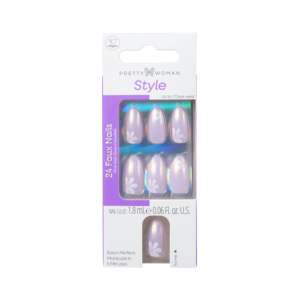 Uñas Postizas Helios al por Mayor, Forma Almendrada Mediana con Arte Floral en Tono Nude y Estampado Dorado, OEM ODM, 24 Piezas - Product Image 4