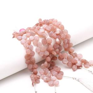 Cuentas de Piedra Lunar Melocotón Natural Talladas a Mano de 9-10MM, Perforadas Lateralmente, Cuentas Sueltas de Piedra Lunar Melocotón para Joyería - Product Image 3