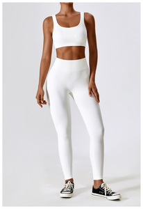 Conjunto de Yoga Acanalado de Primera Calidad para Mujer, Sujetador Deportivo, Leggings de Cintura Alta en Colores Sólidos, Ropa Deportiva - Product Image 6