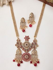 Antique Gold Plated Zircon Necklace Earring Set Women Vintage Flower Design <b>Wedding</b> Jewelry Alloy Bridal <b>Accessories</b> - Product Image 5