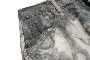 Jean large pour homme en denim délavé tie-dye, coupe ample, taille mi-haute, style streetwear, en coton mi-lourd, style automne - Product Image 3
