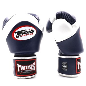 Dernier modèle de gants de boxe personnalisés bleu marine et blanc pour jumeaux - Product Image 1