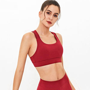 Soutien-gorge de sport sans armatures pour femme, dos nageur, couleur unie, respirant, tricoté, toutes saisons - Product Image 5