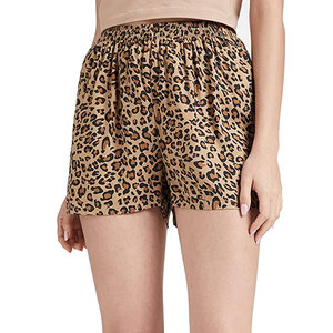 Women Animal Print Casual Shorts High Waist Loose Fit Summer Fashion <b>Elastic</b> Waist Soft Fabric Shorts by TANAZAINRA - Product Image 1