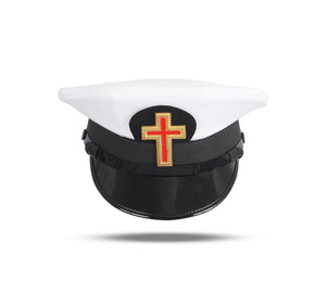 Gorra de fatiga premium de los Caballeros Templarios con cruz roja y correa de barbilla negra - Product Image 1
