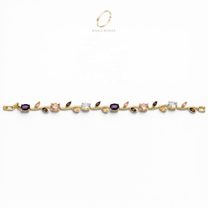 Bijoux fins de haute qualité, bracelet tendance plaqué or 18 carats, zircon, chaîne en forme de tulipe, pierres multicolores, bracelet unisexe, anniversaire - Product Image 4