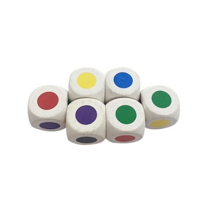 30mm Wooden Round Corner White <b>Dice</b> Color Dot - Product Image 6