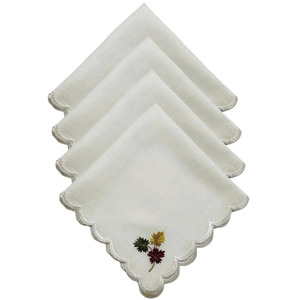Serviette de table carrée classique en lin brodée sur mesure, bord festonné, pour événements à domicile, avion, mariage - Product Image 5