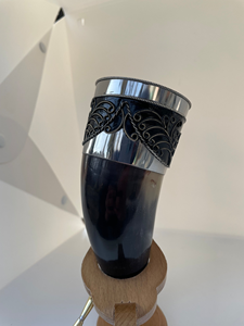 Cuenco de Cuerno Hecho a Mano con Soporte de Haya, Taza Vikinga de Cuerno Natural, Vaso Medieval, Utensilios Rústicos para Bar, Decoración para Bar en Casa - Product Image 6