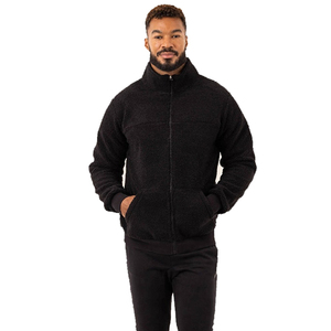 Chaqueta de Lana 100% para Hombre, Negra, con Cuello Alto, Transpirable, Cierre de Cremallera, Gruesa, Cálida, Informal, para Invierno, con Bolsillos, Corte Regular - Product Image 1