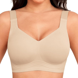 Plus Size Seamless <b>Racerback</b> <b>Sports</b> <b>Bra</b> with High Strength & Shockproof Front Zipper & Full-Coverage Cup Breathable - Product Image 4