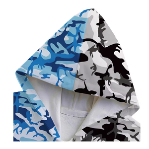 Custom Unisex All Over Print Pullover Hoodie Blue Grey Camo Sublimation <b>Polyester</b> Camouflage Streetwear Hoodies Sweatshirt OEM - Product Image 2