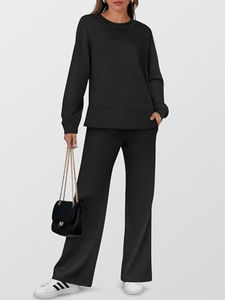 Conjuntos de 2 piezas informales de otoño para mujer, conjuntos de chándal de pierna ancha, conjuntos a juego para otoño - Product Image 6