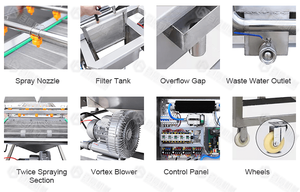 Lavadora automática de frutas de manzana de alta eficiencia Industrial comercial de acero inoxidable 304 para transportador de verduras de hoja - Product Image 5