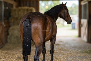Protège-queue équestre imperméable noir lumineux avec strass, accessoire de toilettage équin pour usage en écurie, sac de queue de cheval - Product Image 6