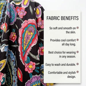 Bata Kimono Negra con Estampado Floral Paisley, Cuello en V, Manga Larga, Hecha a Mano, de Algodón, Bata de Salón con Cinturón, Ropa de Resort, Cubrebaño de Playa - Product Image 6