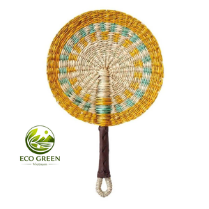 Eco Friendly Seagrass Woven Fan Oval Round Shape Multicolor Handmade Decorative Fan for <b>Wedding</b> Gift and Home Decor - Product Image 6