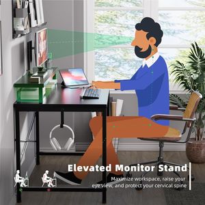 Scrivania per Computer da Ufficio Semplice da 32 Pollici con Supporto per Monitor e Gancio per Cuffie per Spazi Ristretti - Product Image 5