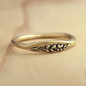 Anillo de Oro Blanco de 14K con Diseño de Hoja y Rama, Anillo de Boda para Mujer, Anillo Rústico con Motivos Naturales - Product Image 5