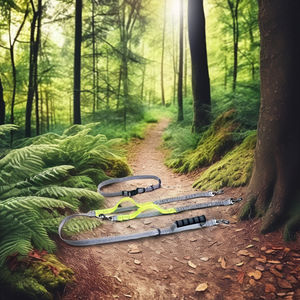 สายจูงสุนัขแบบปรับได้ สะท้อนแสง หรูหรา เป็นมิตรกับสิ่งแวดล้อม แบบแฮนด์ฟรี ยืดหดได้ พร้อมเข็มขัดคาดเอวแบบสองด้านสำหรับสุนัขสองตัว - Product Image 2