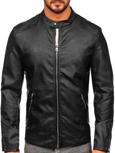 Chaqueta Bomber para Hombre con Cuello de Piel de Oveja, Chaqueta de Cuero Genuino con Cuello de Piel Extraíble - Product Image 1