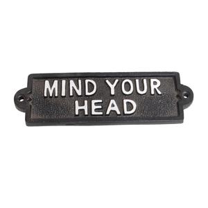 Mind Your Head Cast Iron Warning Plaque Handmade Crafts Wall Sign For Decor Custom Thick <b>Rustic</b> <b>Door</b> Sign Durable Rust Free - Product Image 3