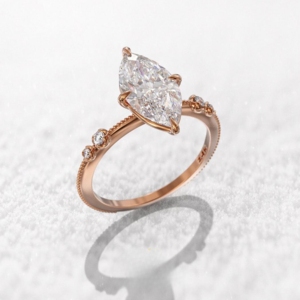 แหวนหมั้นวินเทจเพชรโมอิสซาไนต์ทรงมาร์คีส์ 3 กะรัต ทองคำขาว 14k แหวนแต่งงานแบบมินิมอลสำหรับผู้หญิง - Product Image 6