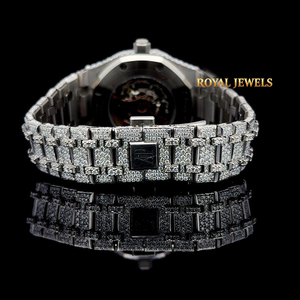 Iced Out Moissanite Mechanical <b>Watch</b> <b>Automatic</b> <b>Skeleton</b> Dial Stainless Steel Band Hidden Clasp Men Fashion Jewelry - Product Image 2