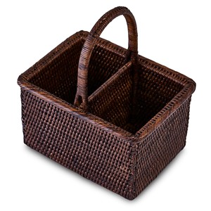 Porte-couverts élégant en rotin pour la présentation de la table des restaurants, panier à compartiments pour couverts - Product Image 1