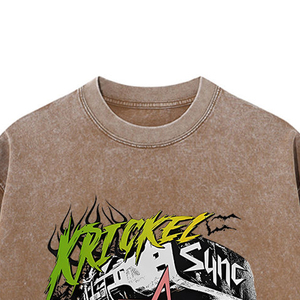 Men's Cotton Oversized Graphic T-<b>Shirt</b> Street Style Round Neck Short Sleeve Washed Casual <b>Shirt</b> Printed Front - Product Image 2