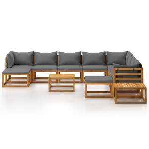 Ensemble de salon de jardin gris foncé avec bois naturel pour l'aménagement extérieur - Product Image 3